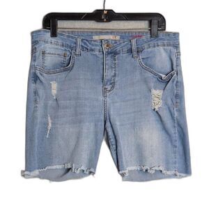 !iT Claire Curvy Shorts Blue Denim Jean Distressed Stretch Women's 12